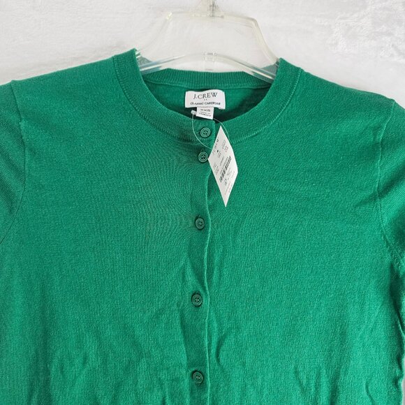 J. Crew Women Classic Cardigan Green XXS Button Up Sweater Cotton E5957 Solid - Picture 8 of 11